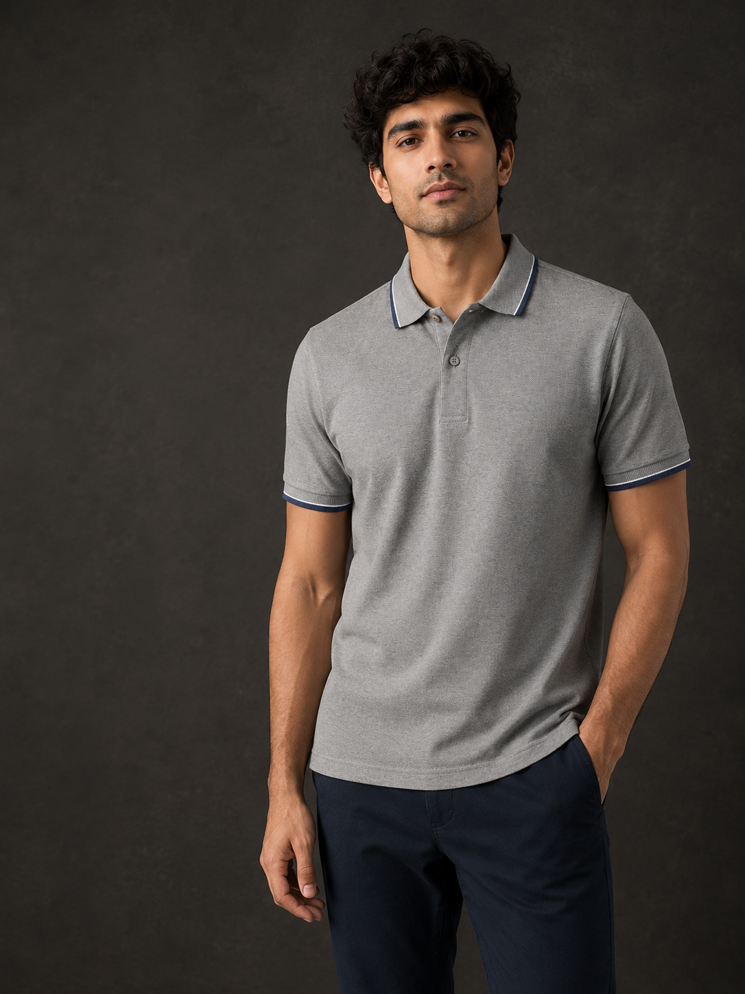 ZWURI Men’s Bird Eye Collared Polo T-Shirt