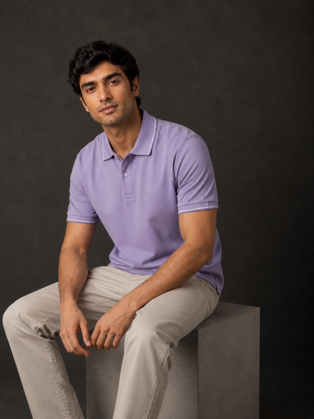 ZWURI Men’s Bird Eye Collared Polo T-Shirt