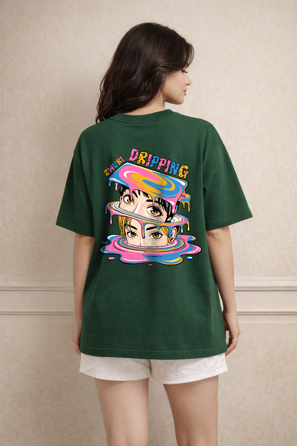 Zwuri Women Dripping Oversized Tee