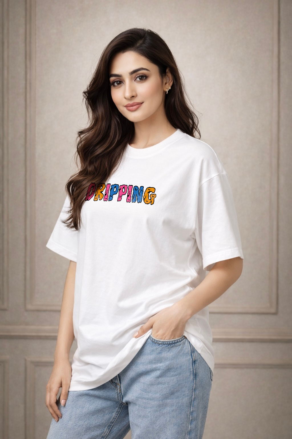 Zwuri Women Dripping Oversized Tee
