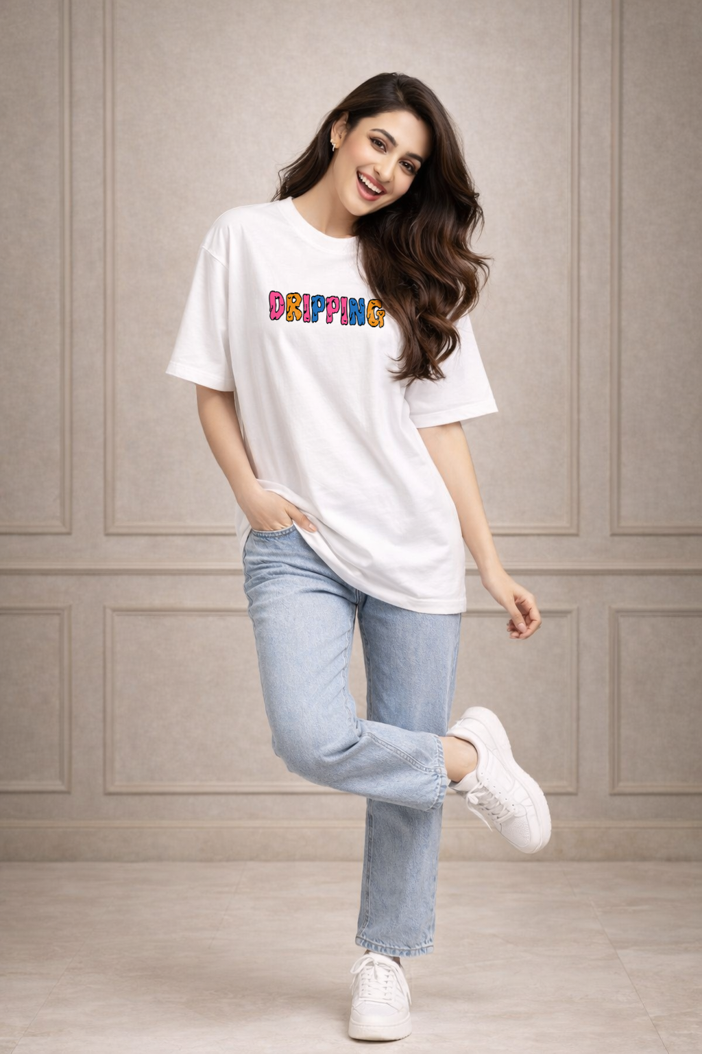 Zwuri Women Dripping Oversized Tee