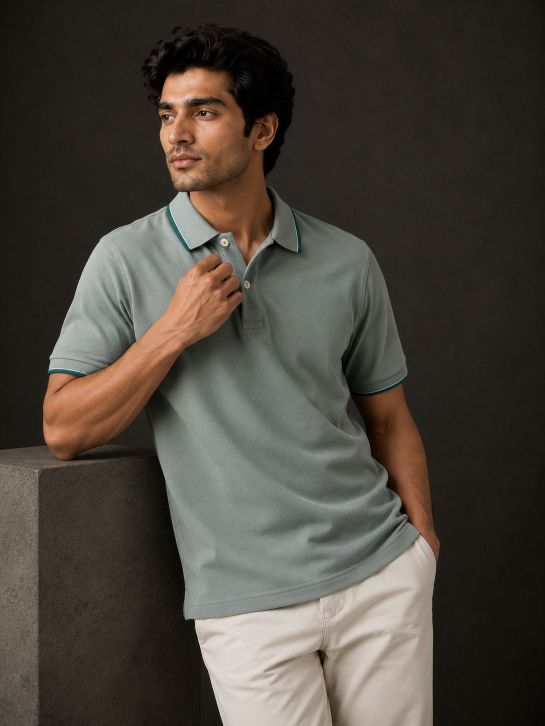 ZWURI Men’s Bird Eye Collared Polo T-Shirt