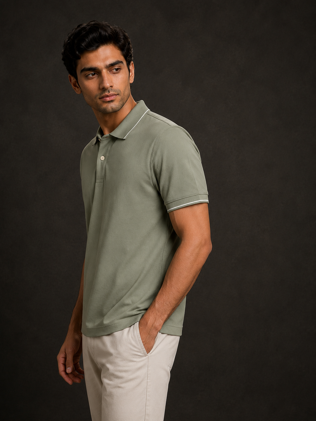 ZWURI Men’s Bird Eye Collared Polo T-Shirt