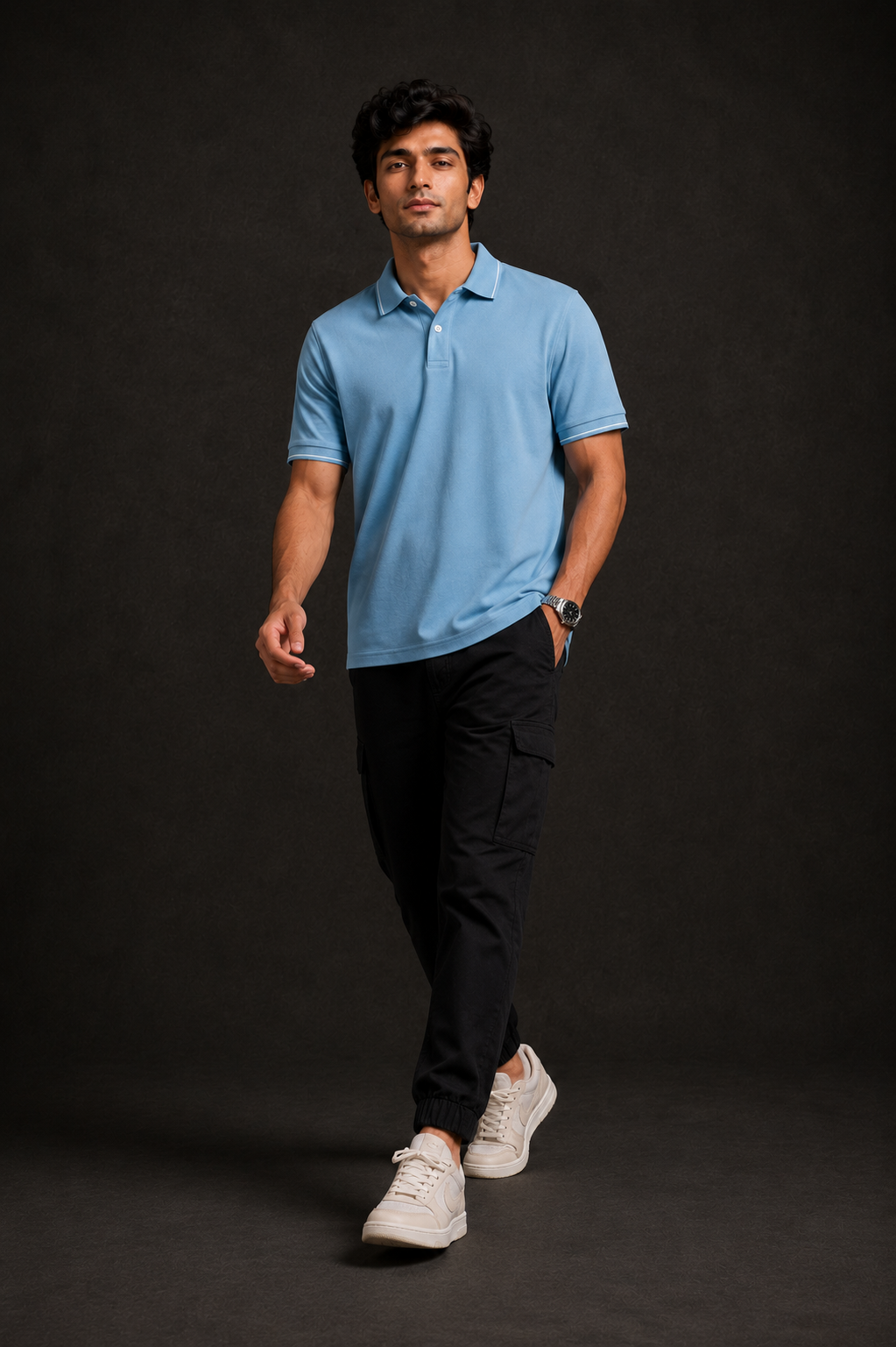 ZWURI Men’s Bird Eye Collared Polo T-Shirt