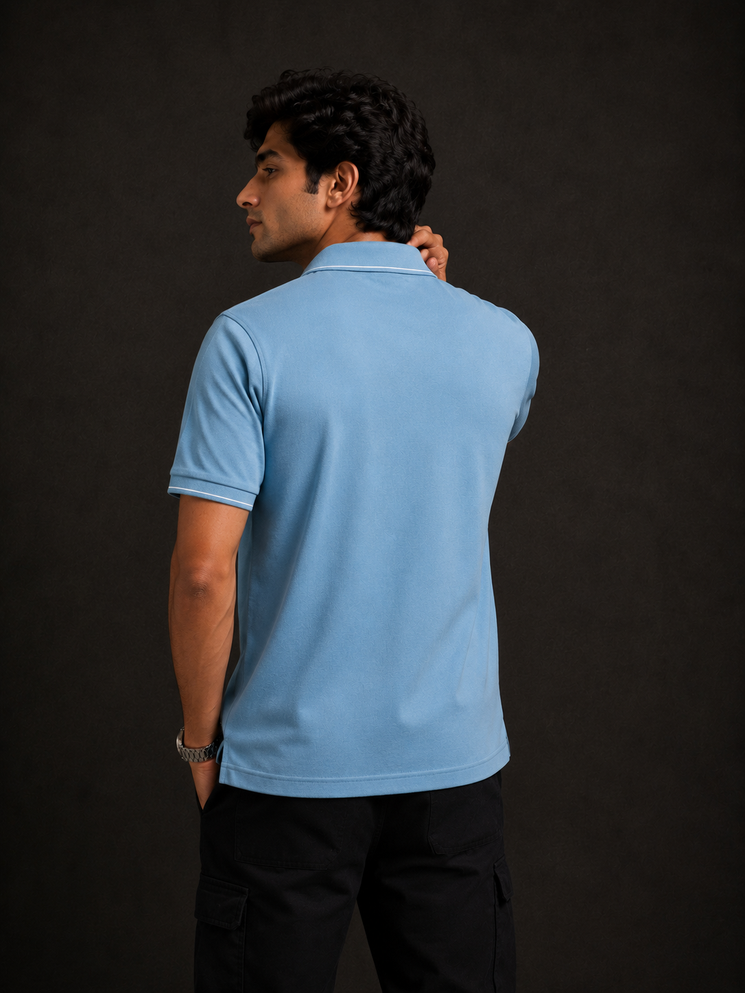 ZWURI Men’s Bird Eye Collared Polo T-Shirt