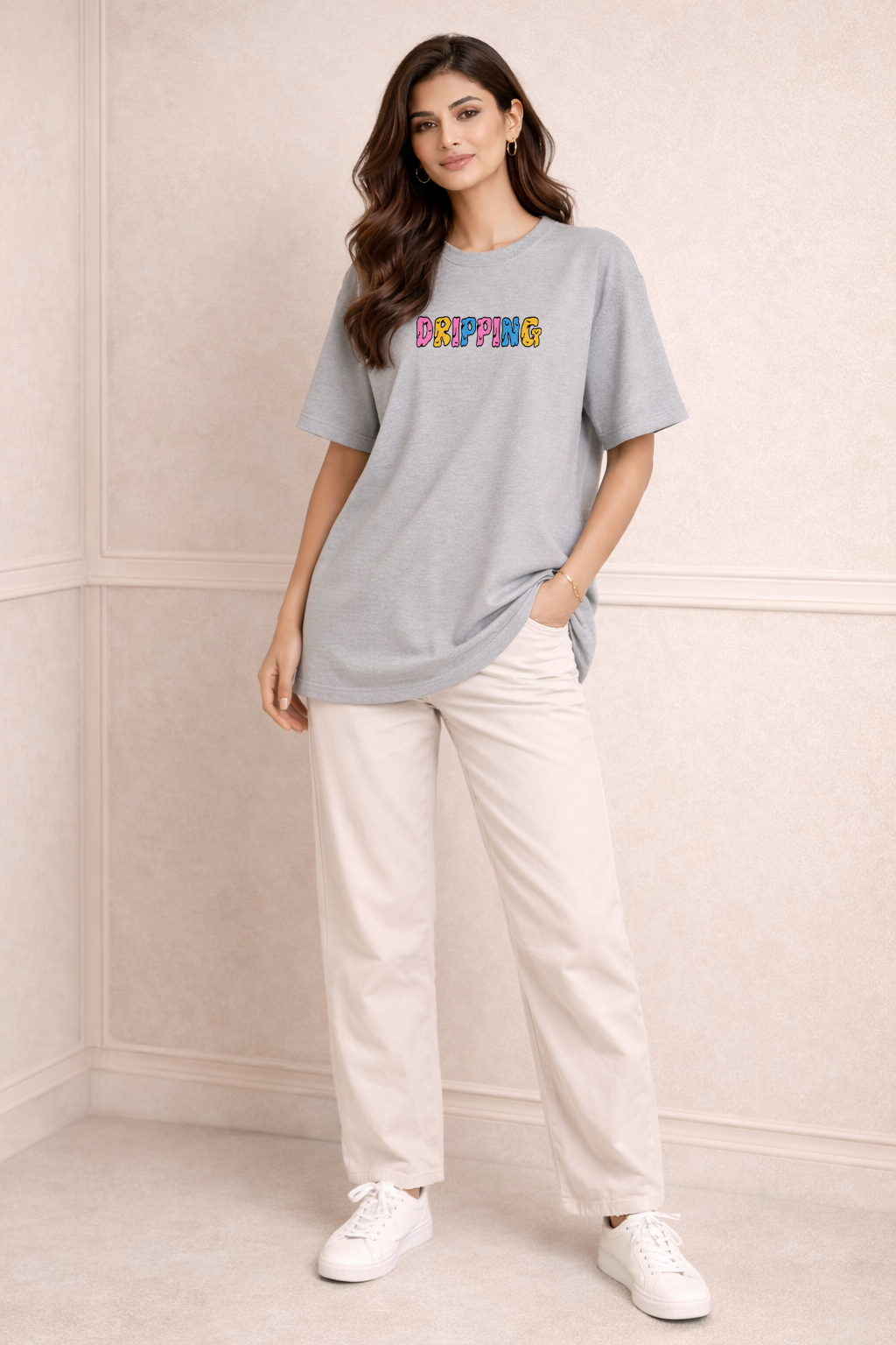 Zwuri Women Dripping Oversized Tee