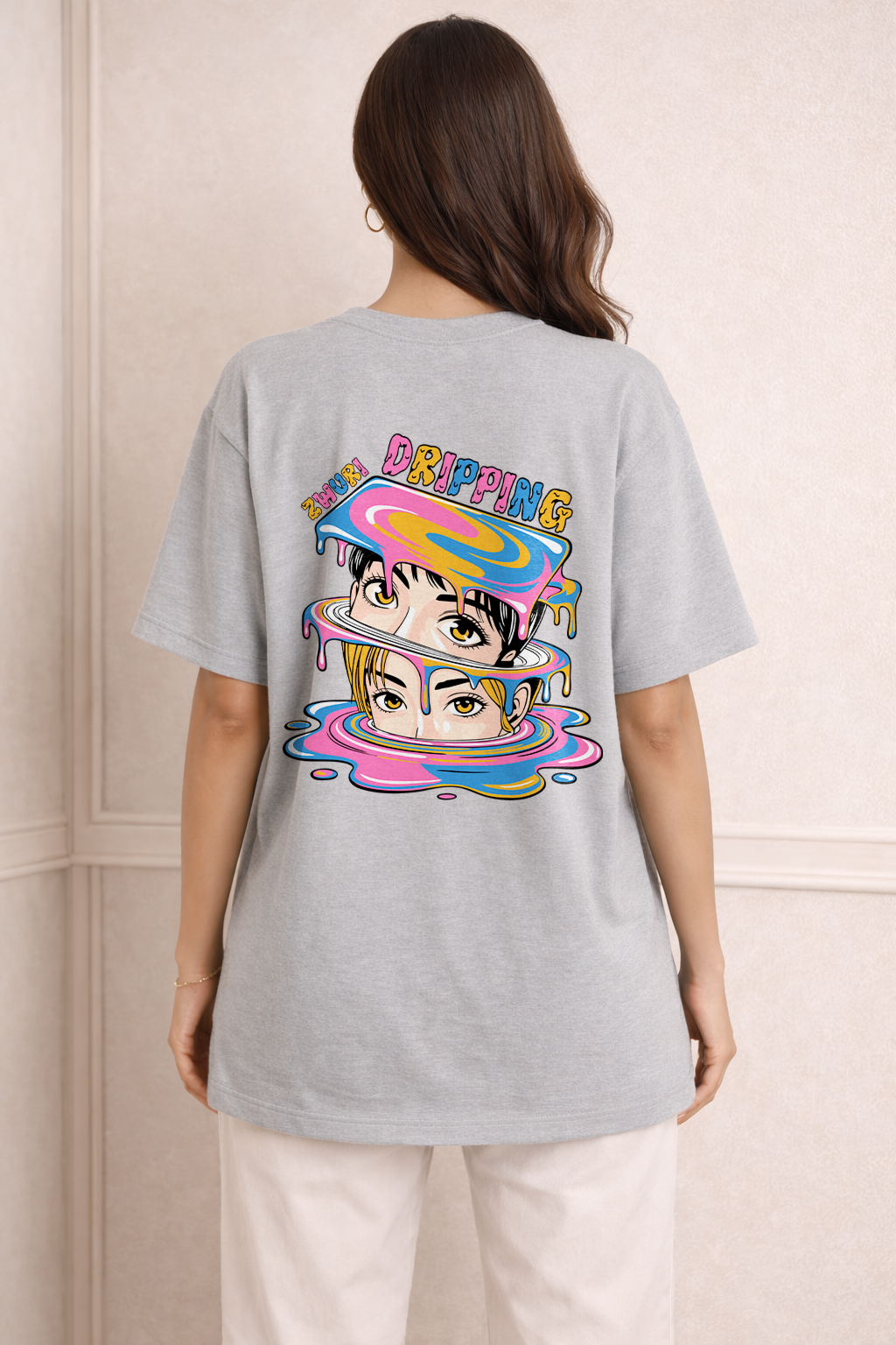 Zwuri Women Dripping Oversized Tee