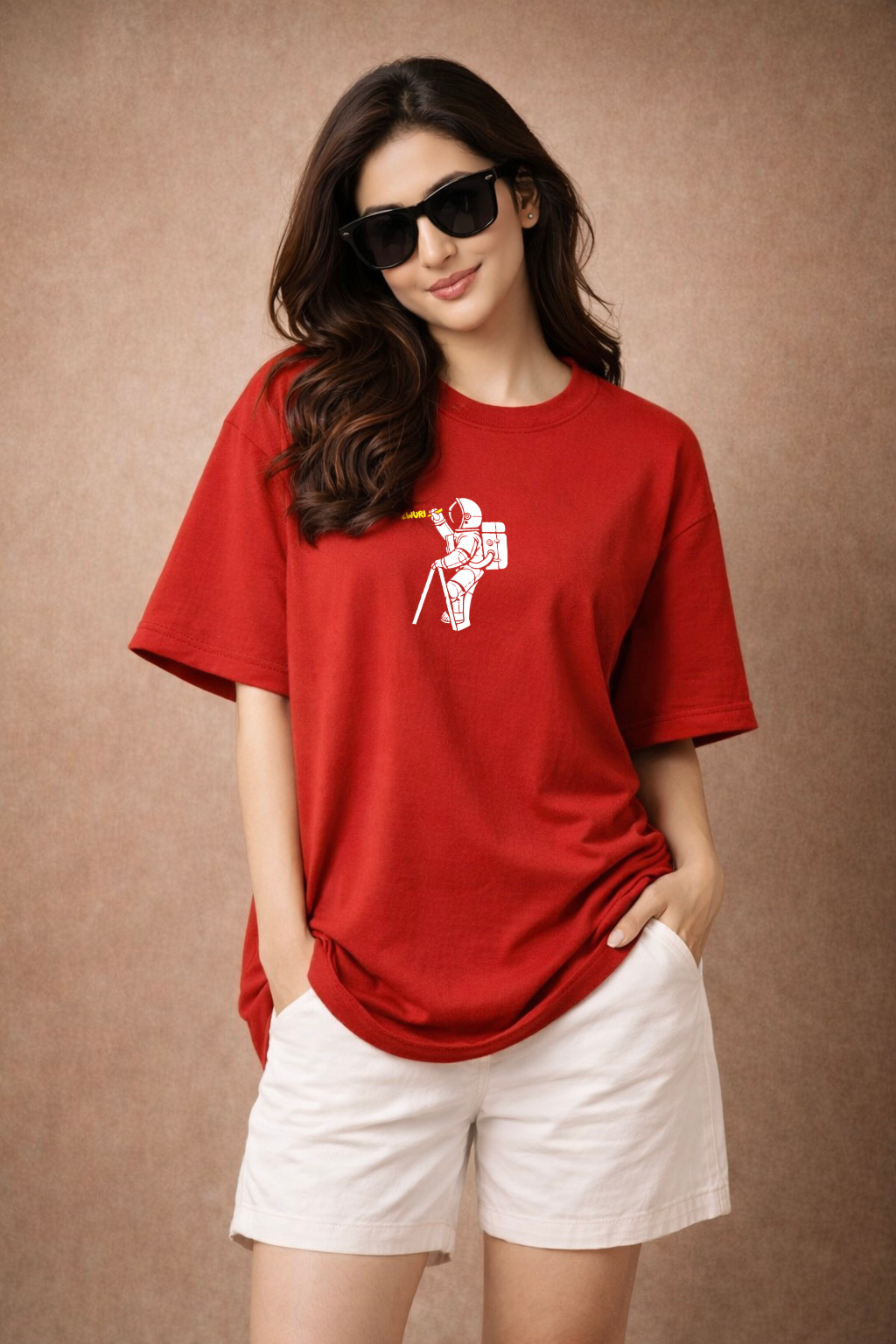 Zwuri Women Space Doodle Oversized Tee