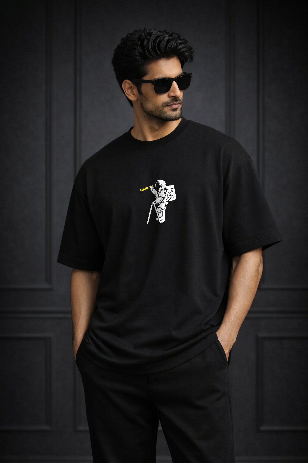 Zwuri Men Space Doodle Oversized Tee