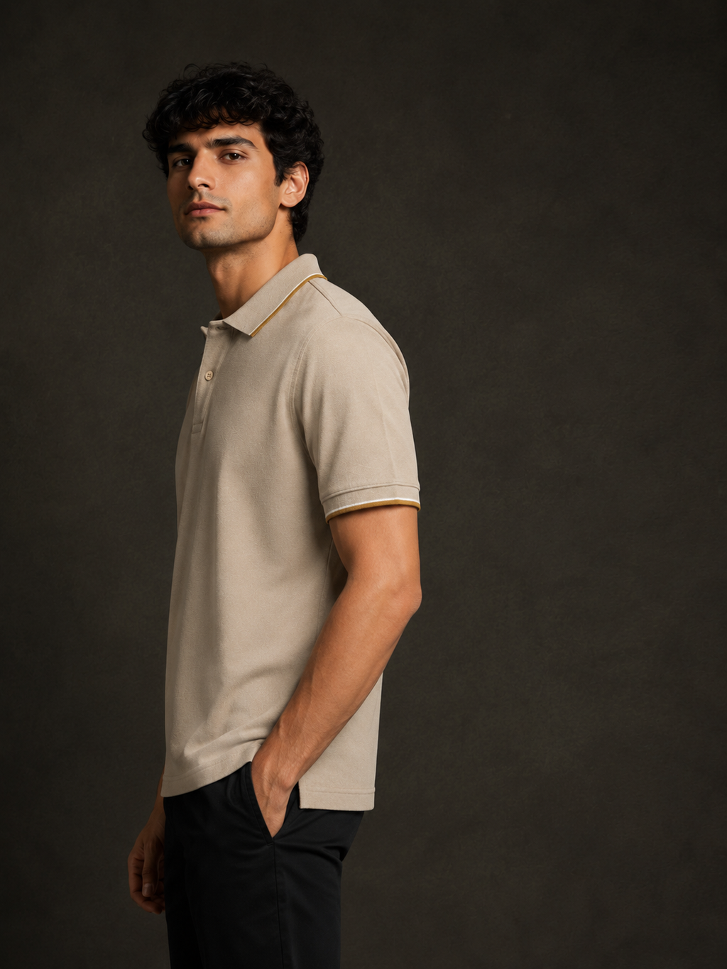 ZWURI Men’s Bird Eye Collared Polo T-Shirt