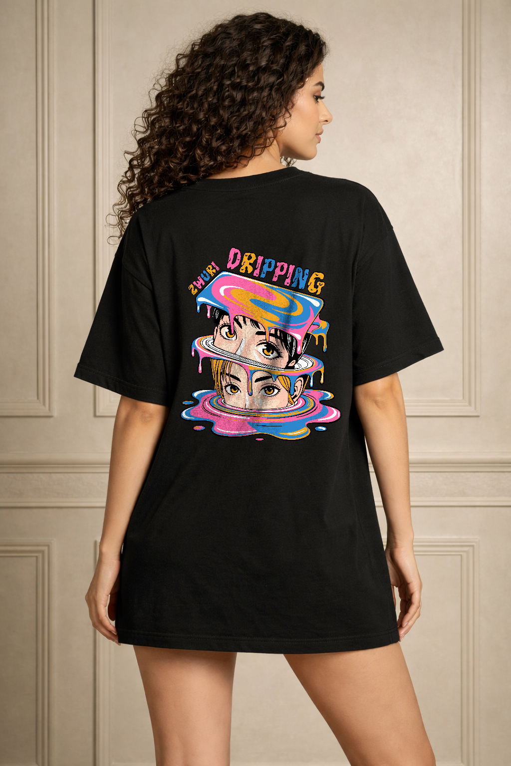 Zwuri Women Dripping Oversized Tee