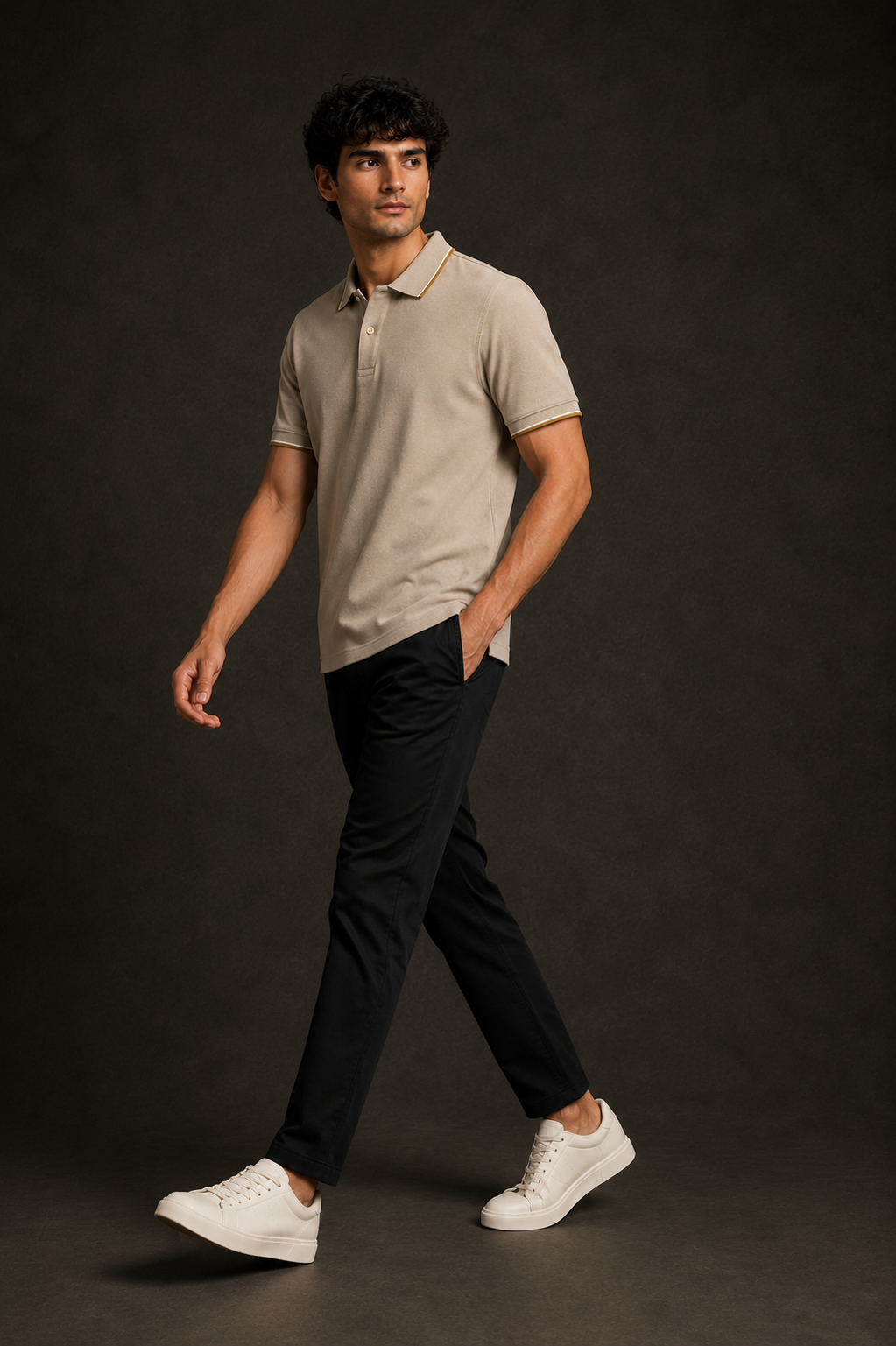 ZWURI Men’s Bird Eye Collared Polo T-Shirt