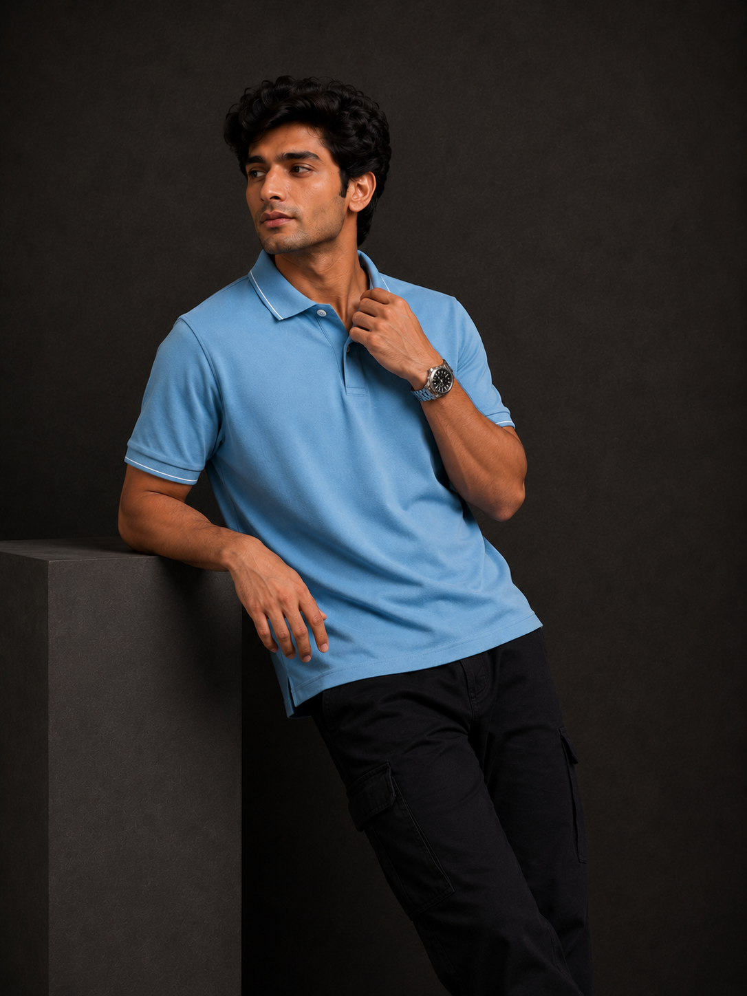 ZWURI Men’s Bird Eye Collared Polo T-Shirt