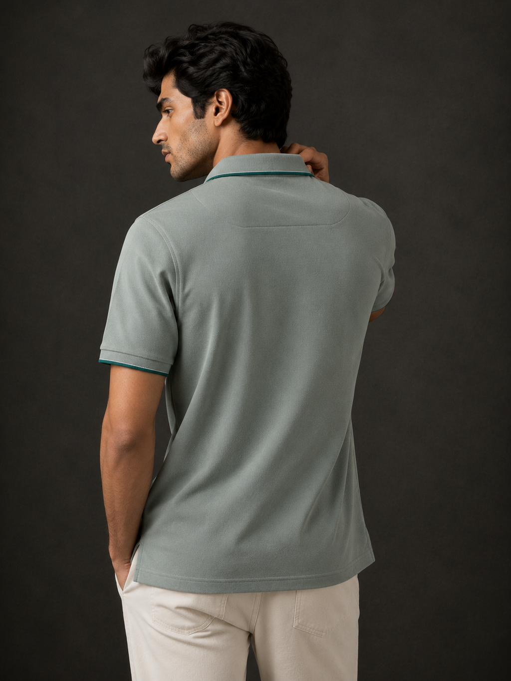 ZWURI Men’s Bird Eye Collared Polo T-Shirt