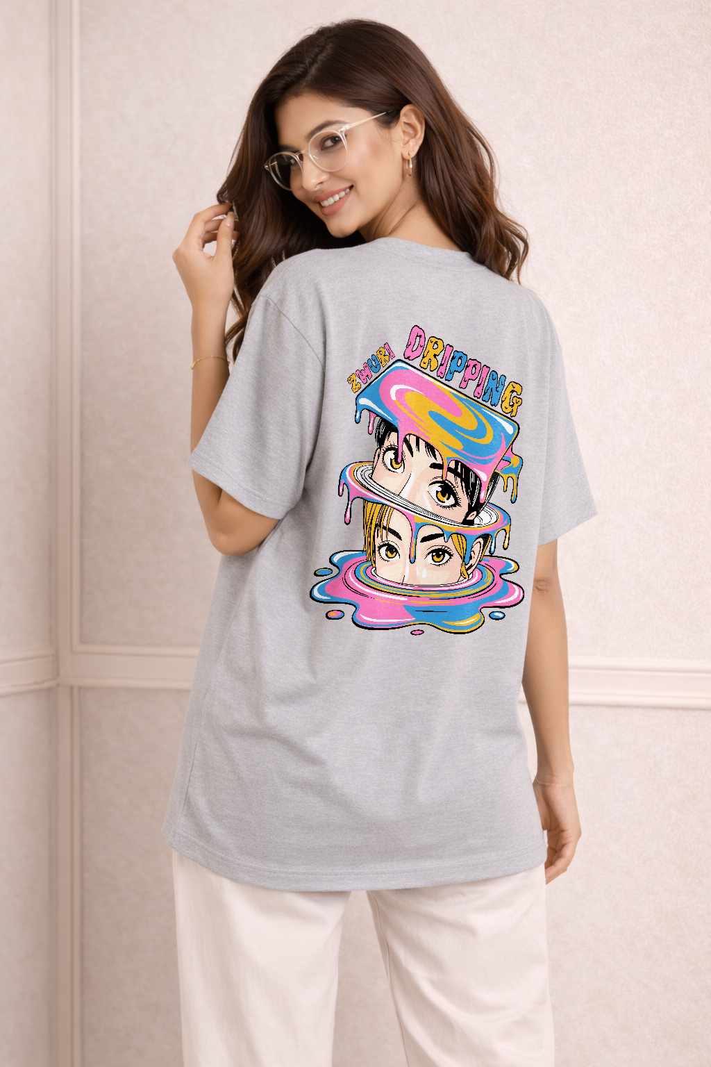 Zwuri Women Dripping Oversized Tee