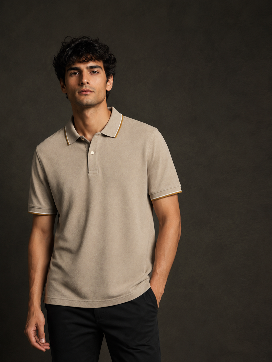 ZWURI Men’s Bird Eye Collared Polo T-Shirt