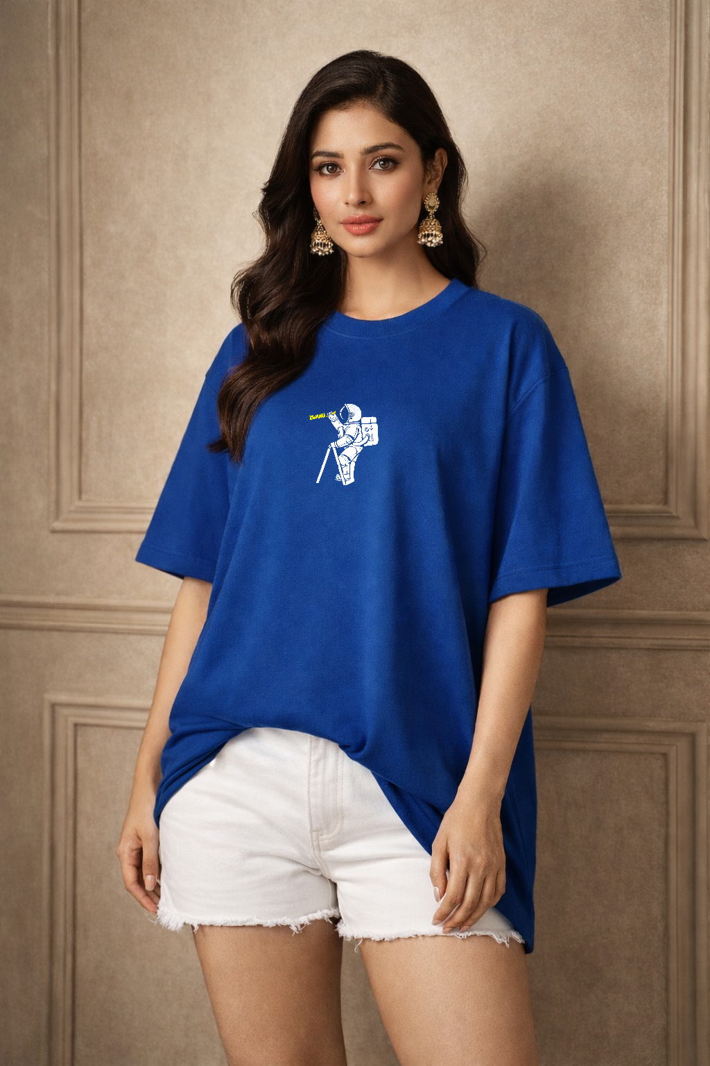Zwuri Women Space Doodle Oversized Tee