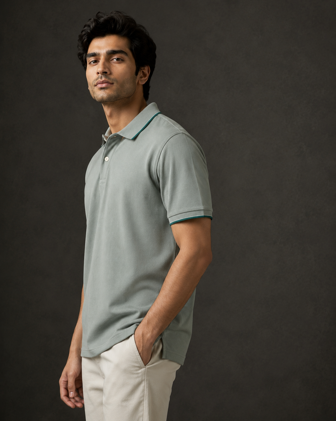 ZWURI Men’s Bird Eye Collared Polo T-Shirt