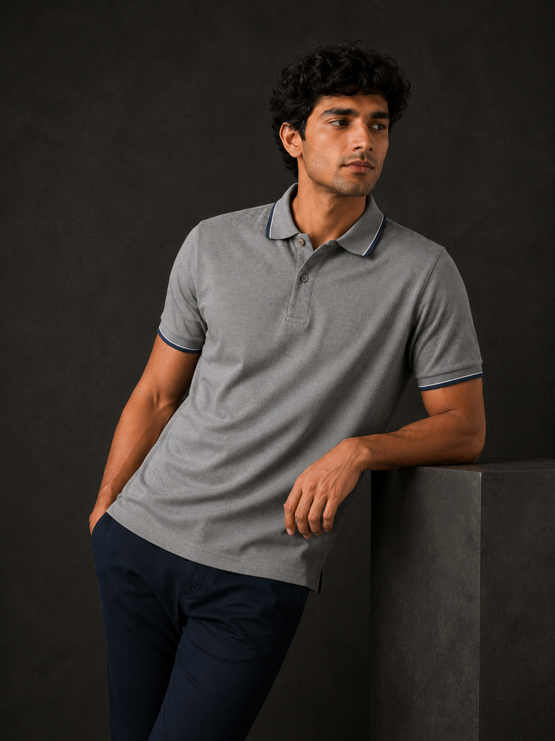 ZWURI Men’s Bird Eye Collared Polo T-Shirt