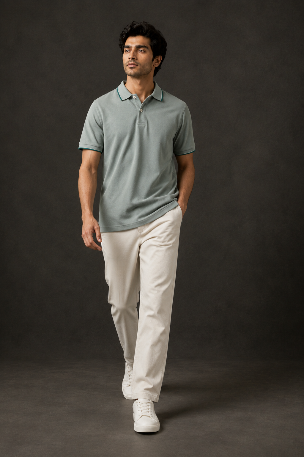 ZWURI Men’s Bird Eye Collared Polo T-Shirt