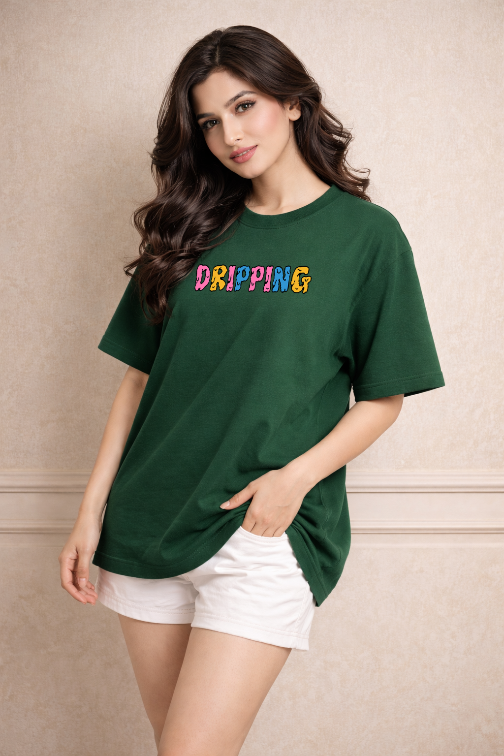 Zwuri Women Dripping Oversized Tee