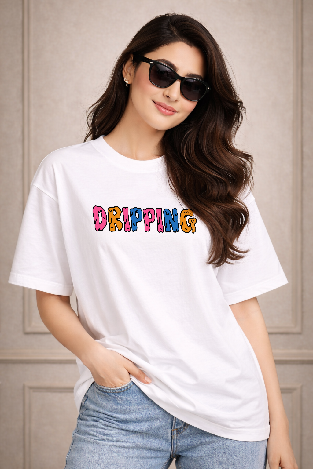 Zwuri Women Dripping Oversized Tee