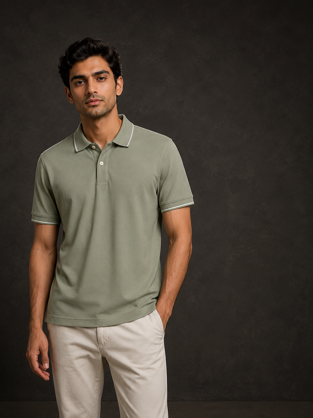 ZWURI Men’s Bird Eye Collared Polo T-Shirt