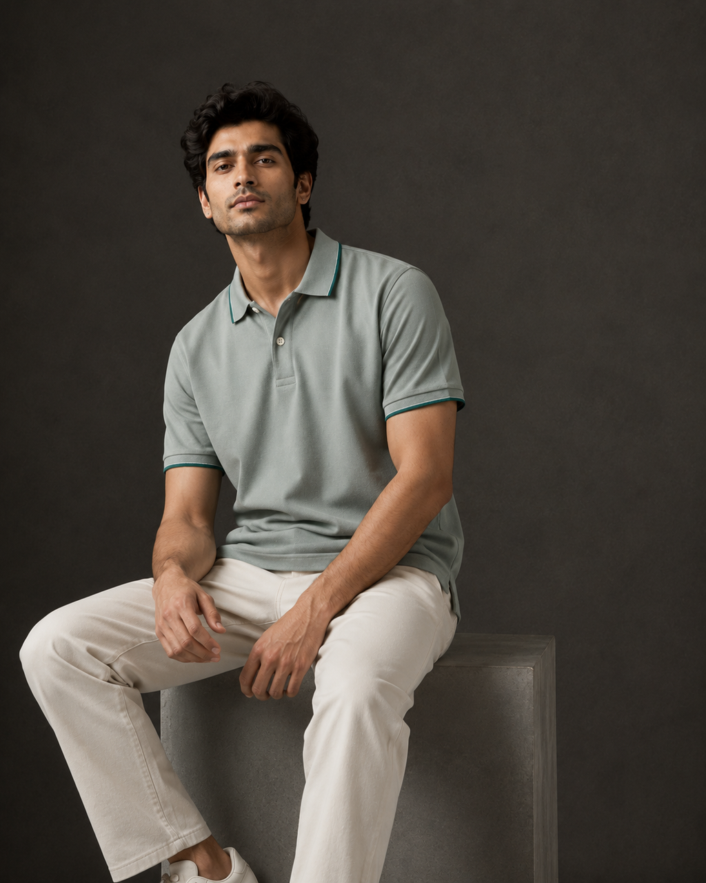 ZWURI Men’s Bird Eye Collared Polo T-Shirt