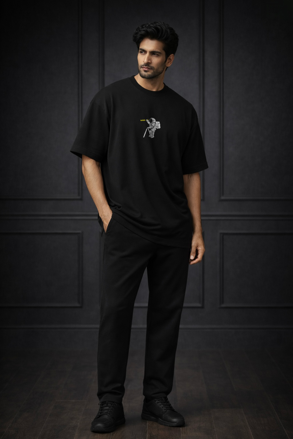 Zwuri Men Space Doodle Oversized Tee