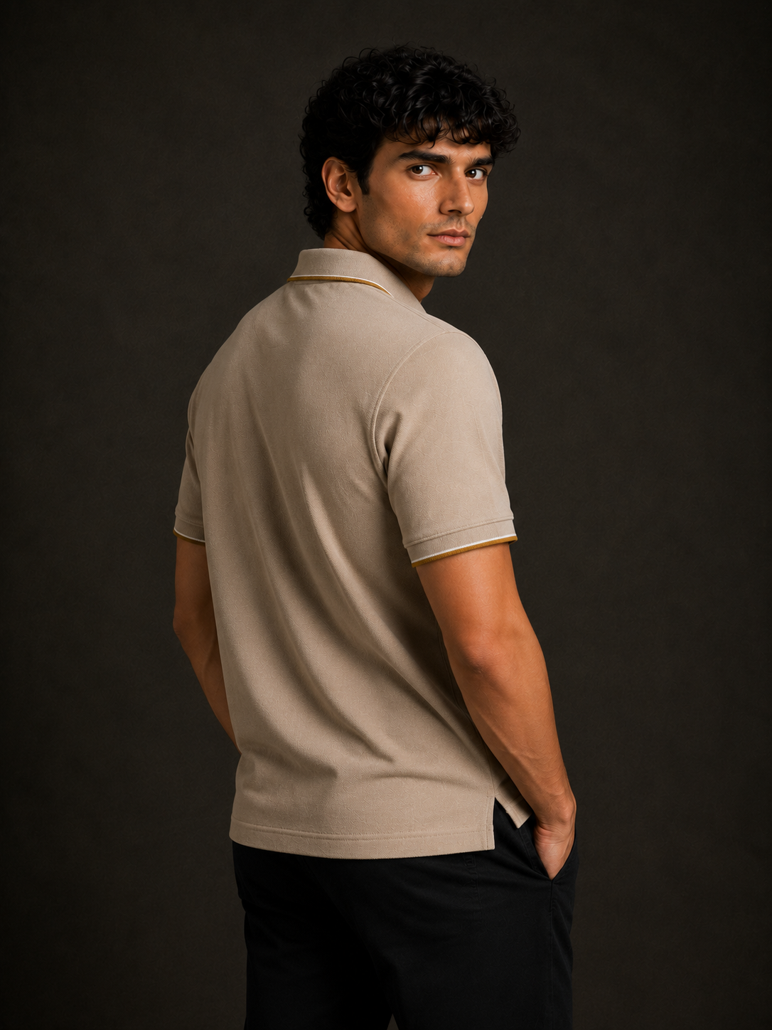 ZWURI Men’s Bird Eye Collared Polo T-Shirt