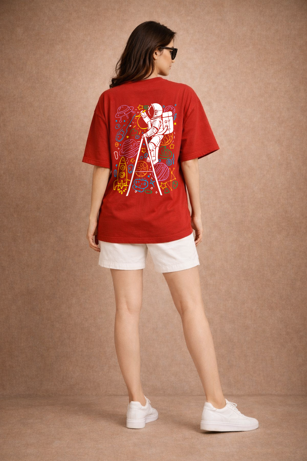 Zwuri Women Space Doodle Oversized Tee