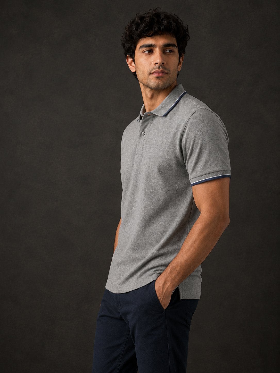 ZWURI Men’s Bird Eye Collared Polo T-Shirt