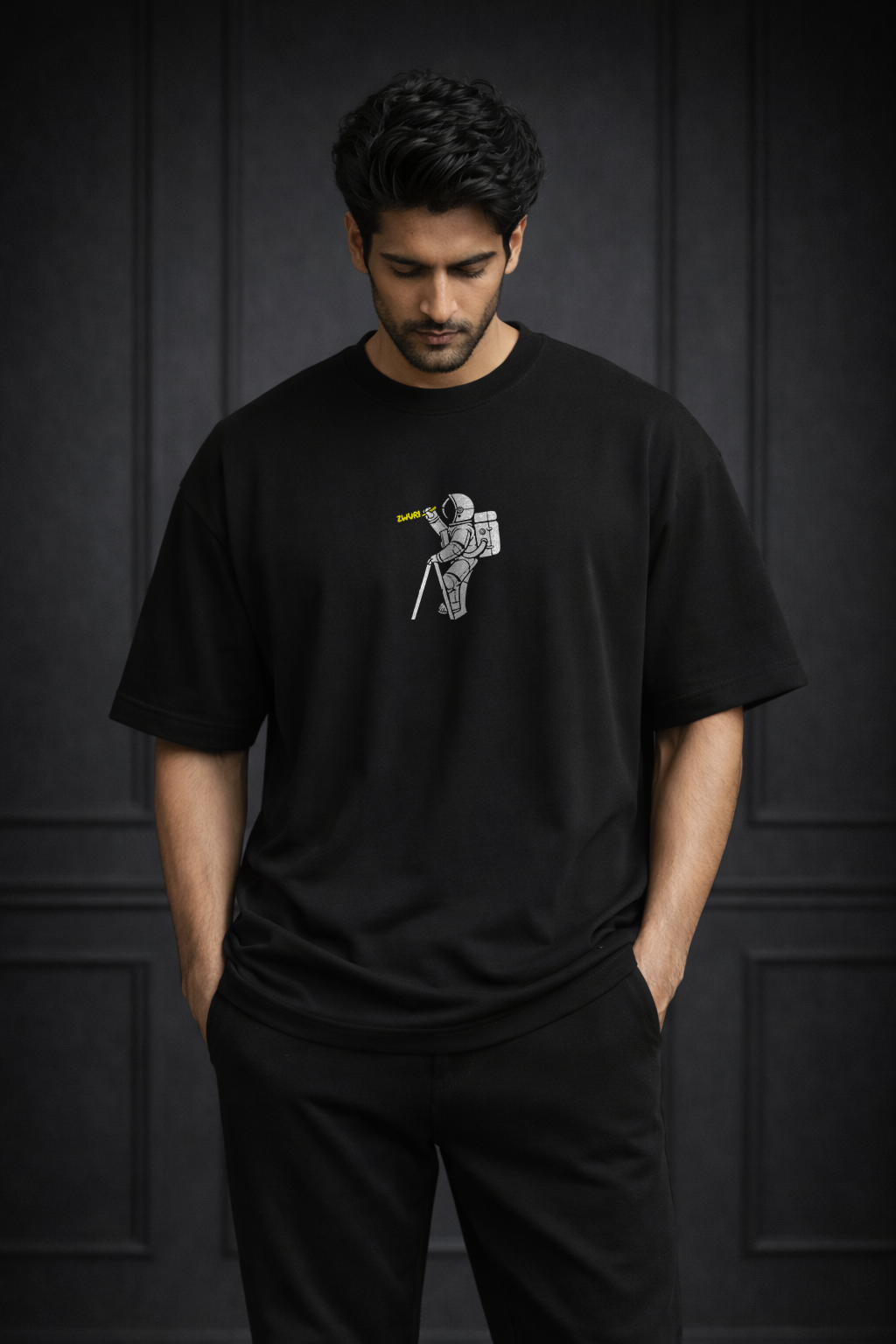 Zwuri Men Space Doodle Oversized Tee