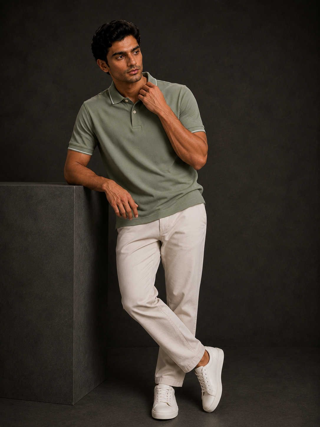 ZWURI Men’s Bird Eye Collared Polo T-Shirt