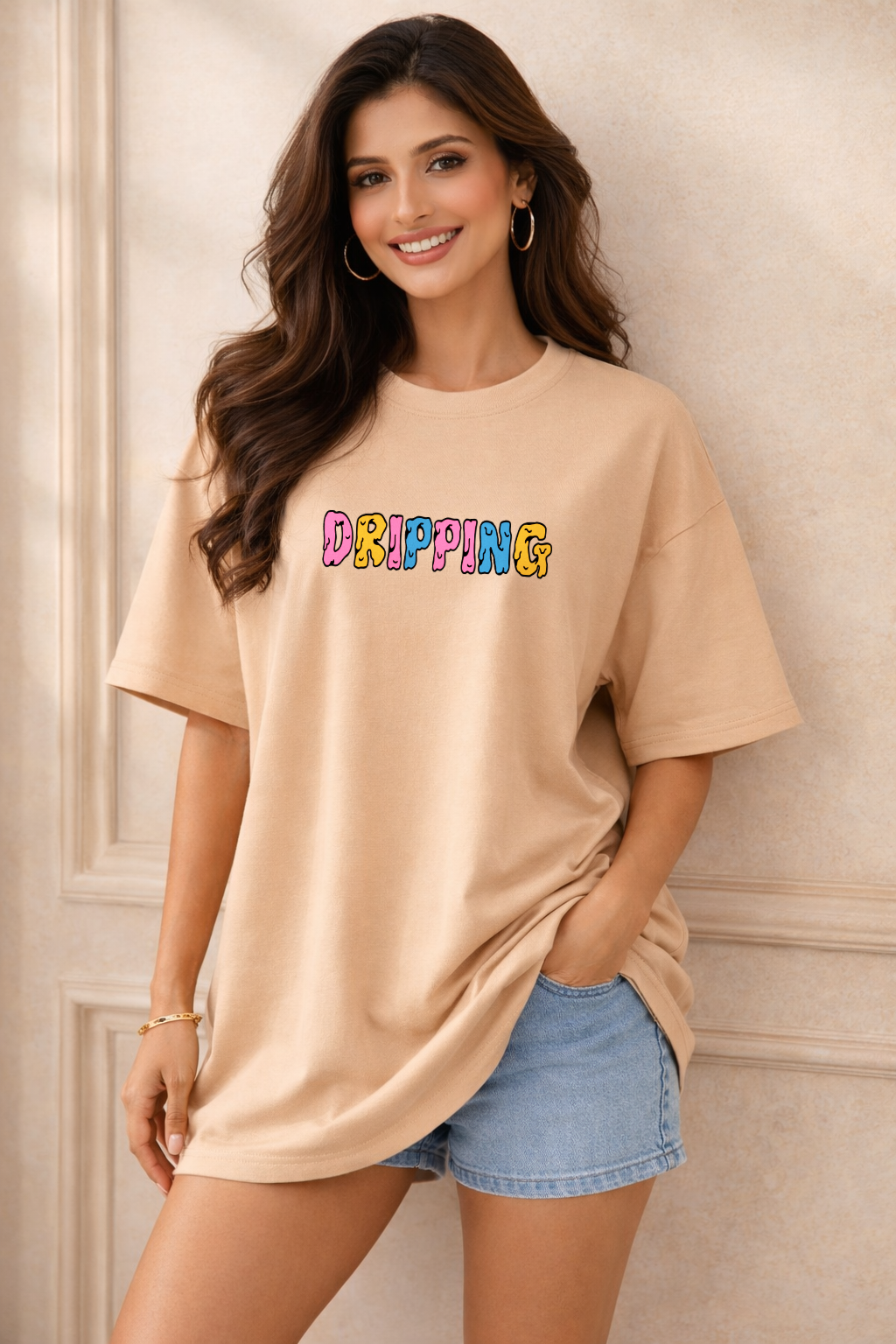 Zwuri Women Dripping Oversized Tee