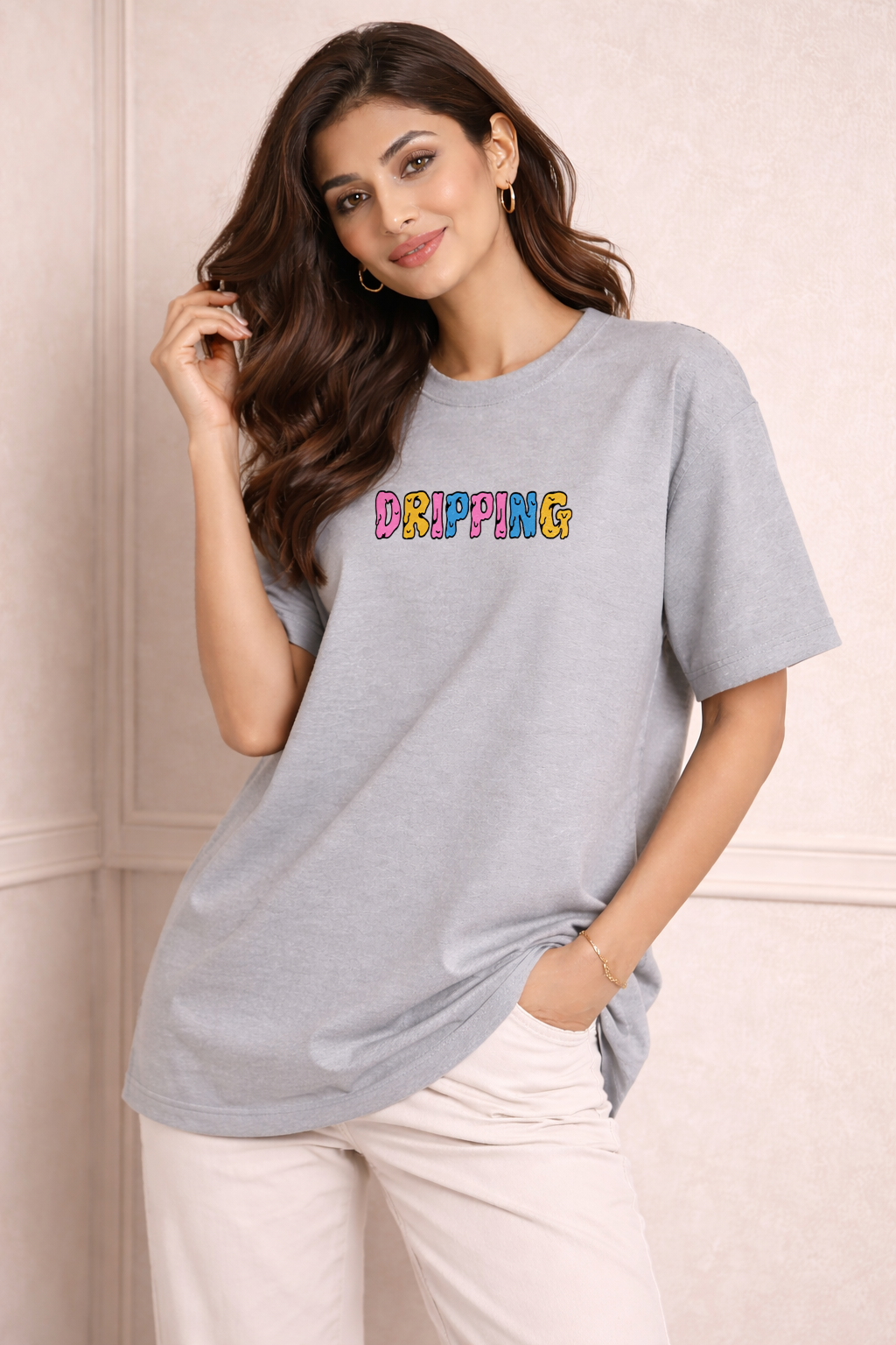 Zwuri Women Dripping Oversized Tee