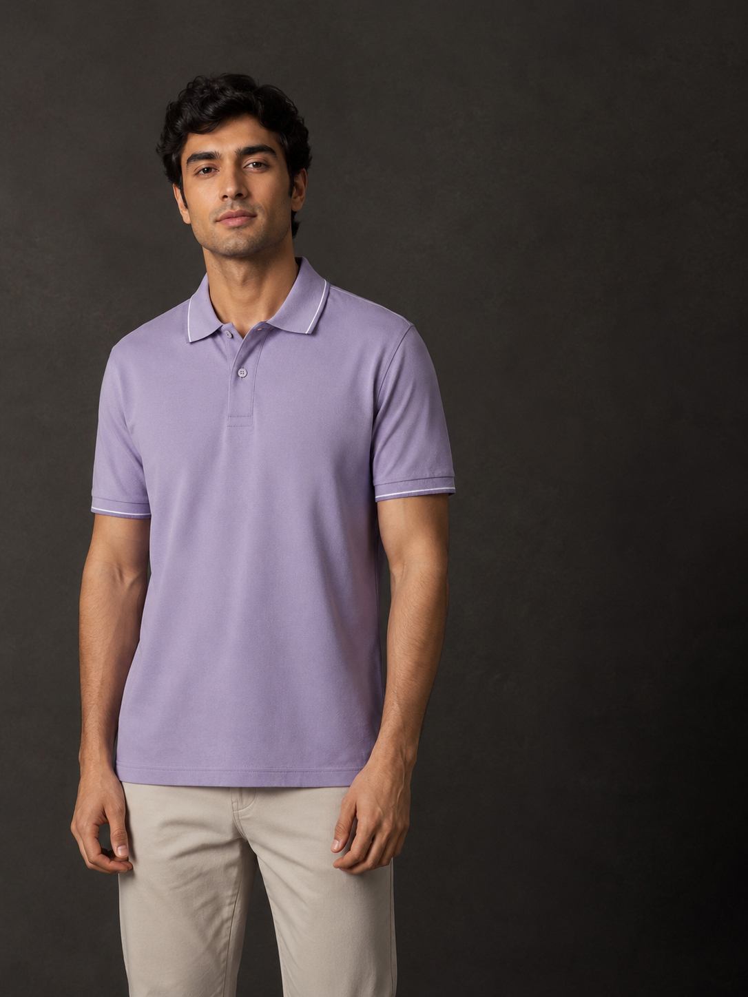 ZWURI Men’s Bird Eye Collared Polo T-Shirt