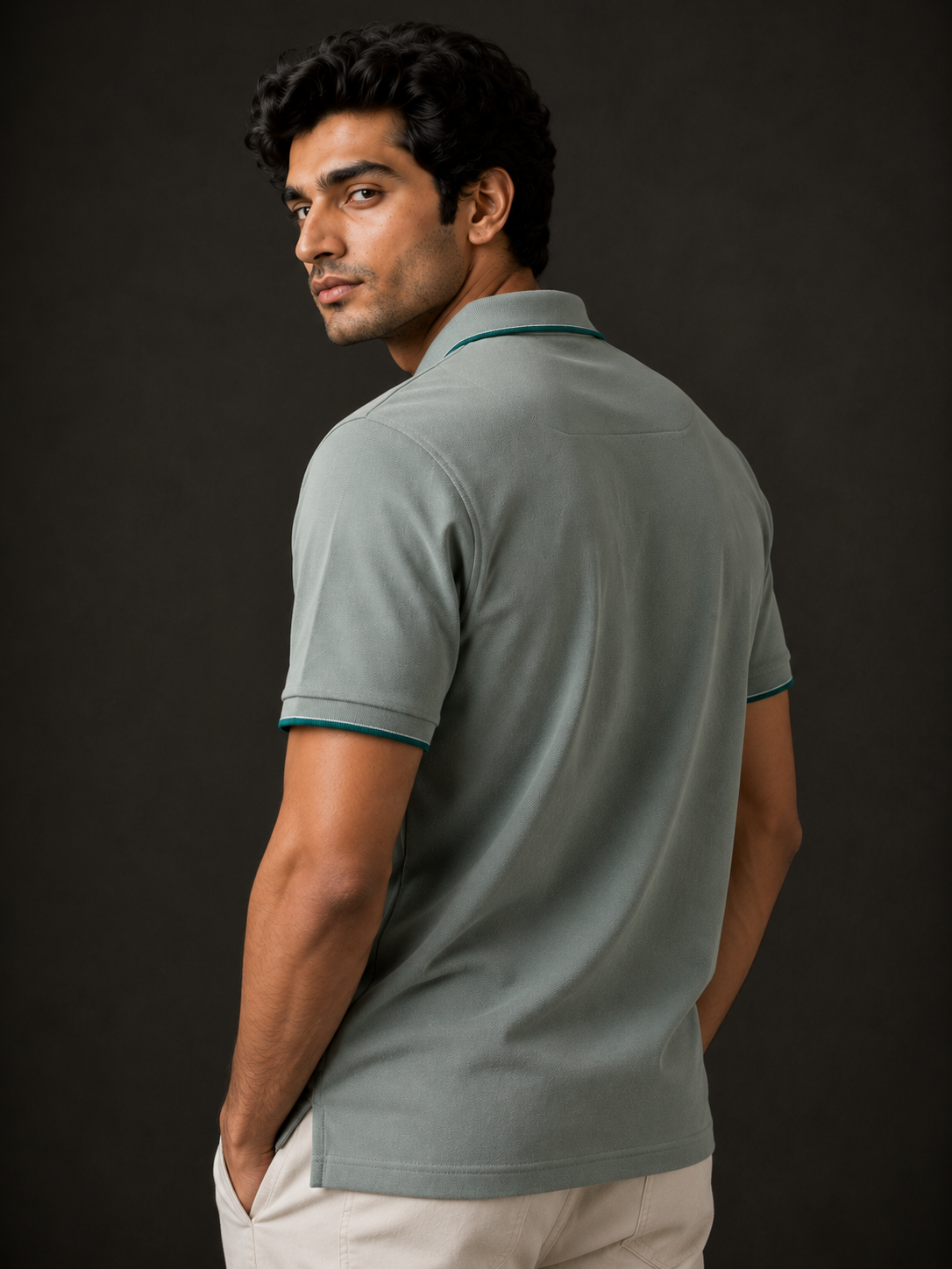 ZWURI Men’s Bird Eye Collared Polo T-Shirt