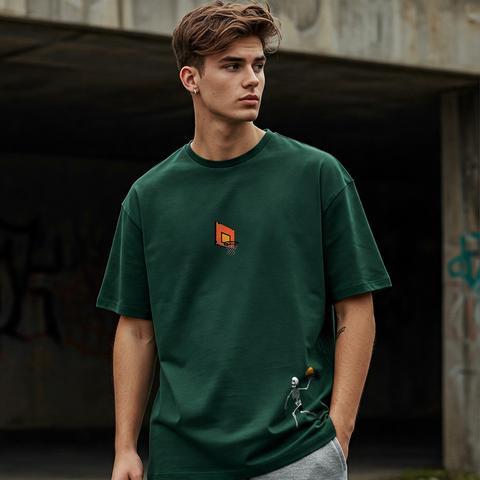 🏀 Basket Skeleton Oversized Graphic T-Shirt For Men by Zwuri