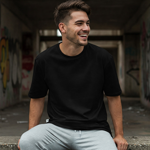 Classic Oversized Tee for Men – Crimson Red Solid & Statement-Free by Zwuri