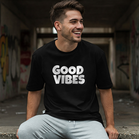 Good Vibes Oversized Streetwear T-Shirt for Men by Zwuri