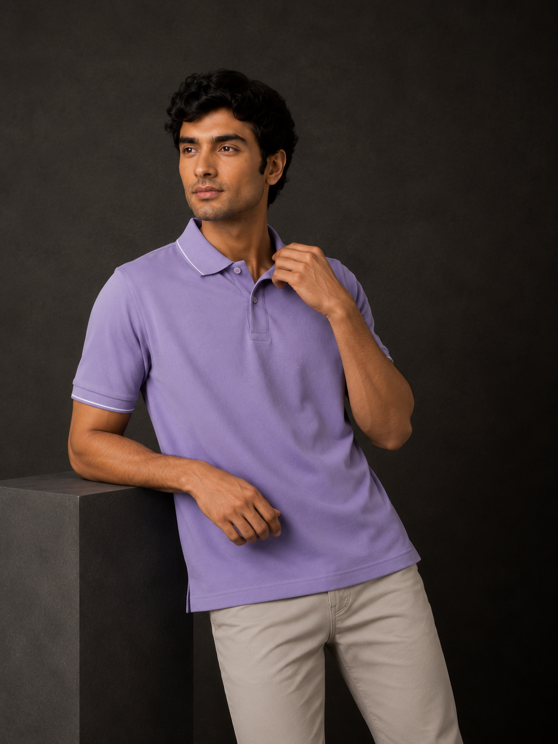 ZWURI Men’s Bird Eye Collared Polo T-Shirt