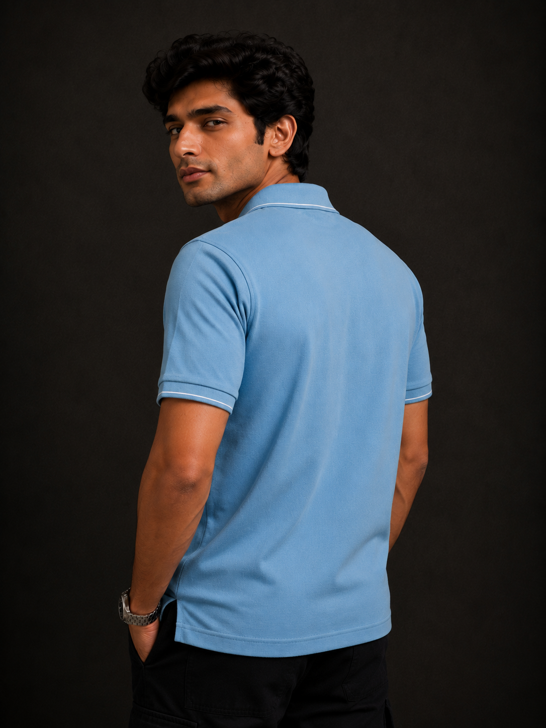 ZWURI Men’s Bird Eye Collared Polo T-Shirt