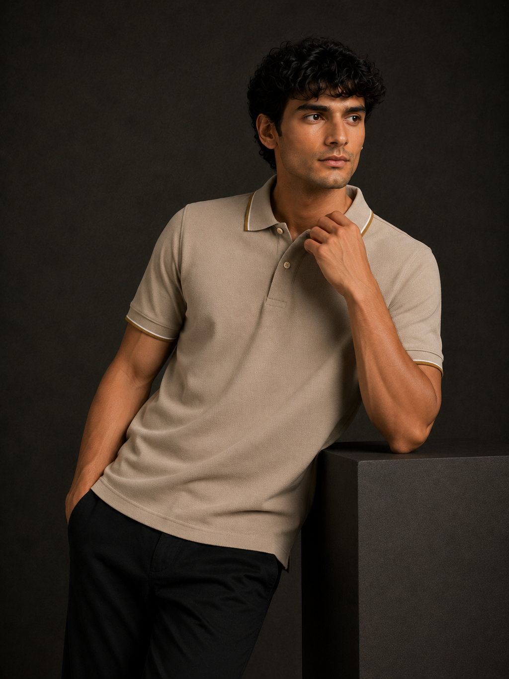 ZWURI Men’s Bird Eye Collared Polo T-Shirt