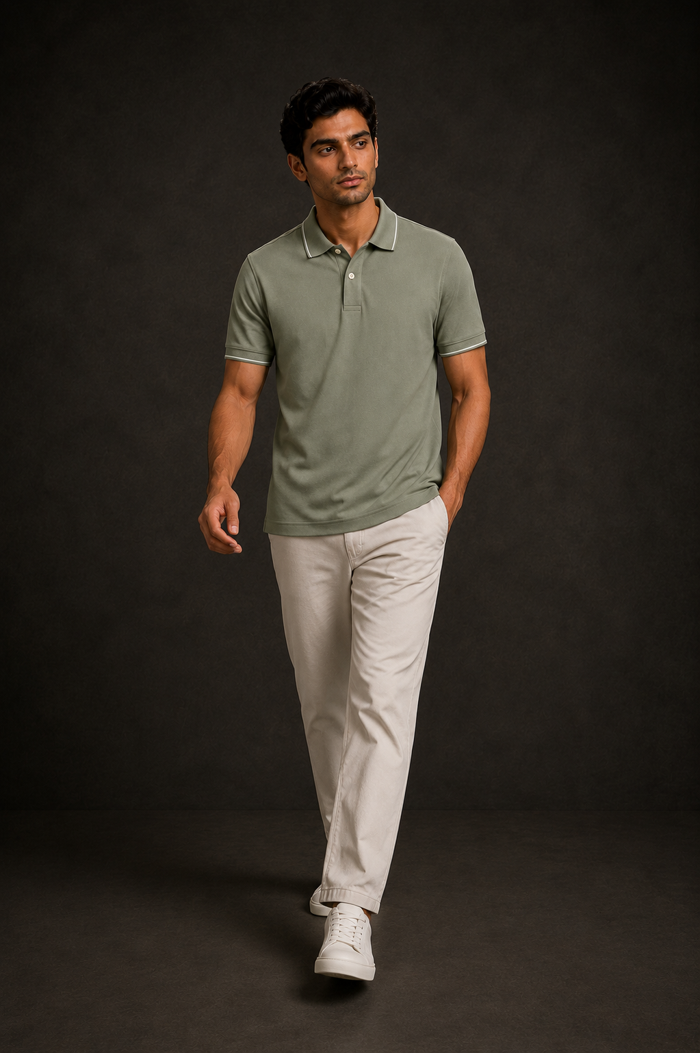 ZWURI Men’s Bird Eye Collared Polo T-Shirt
