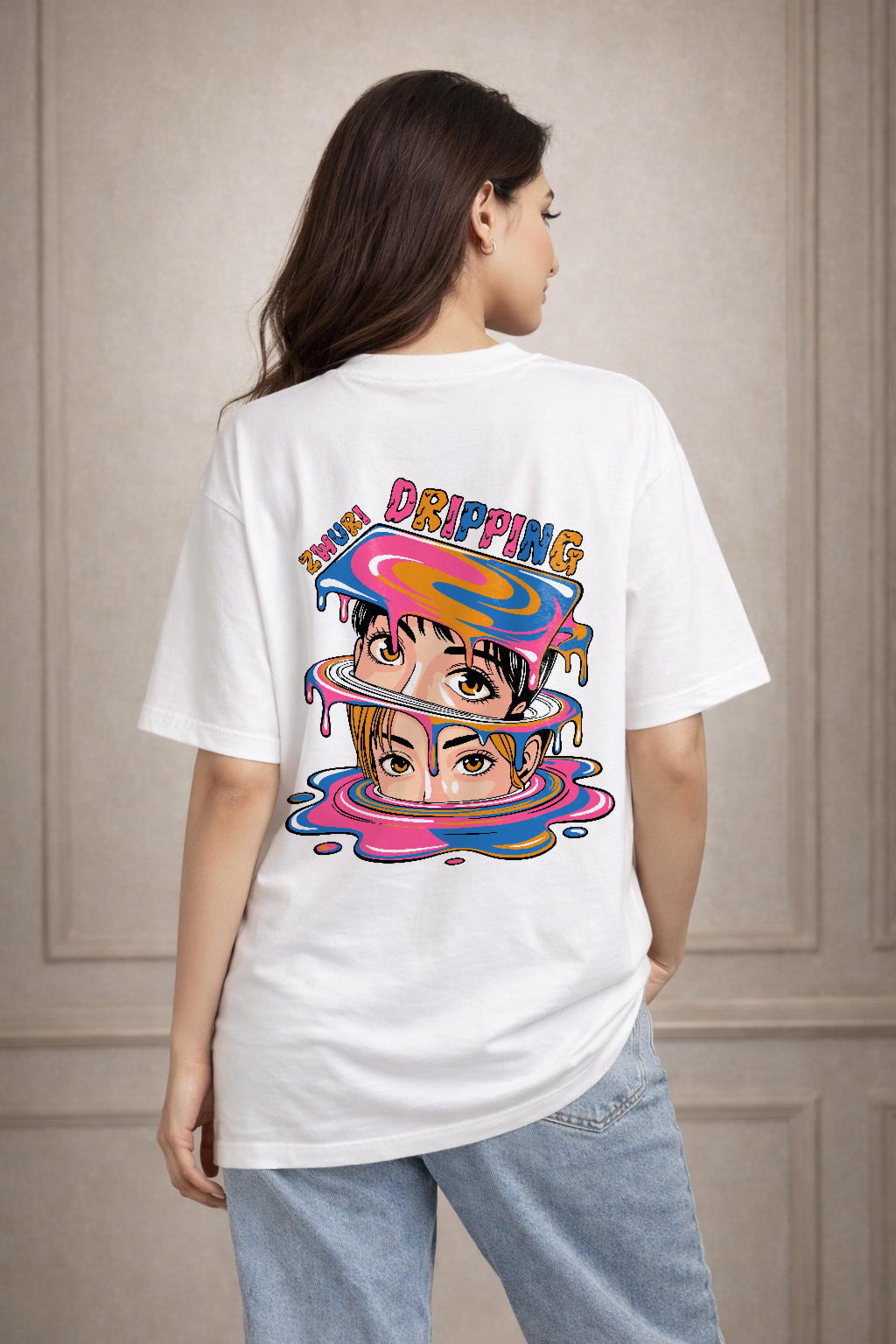 Zwuri Women Dripping Oversized Tee