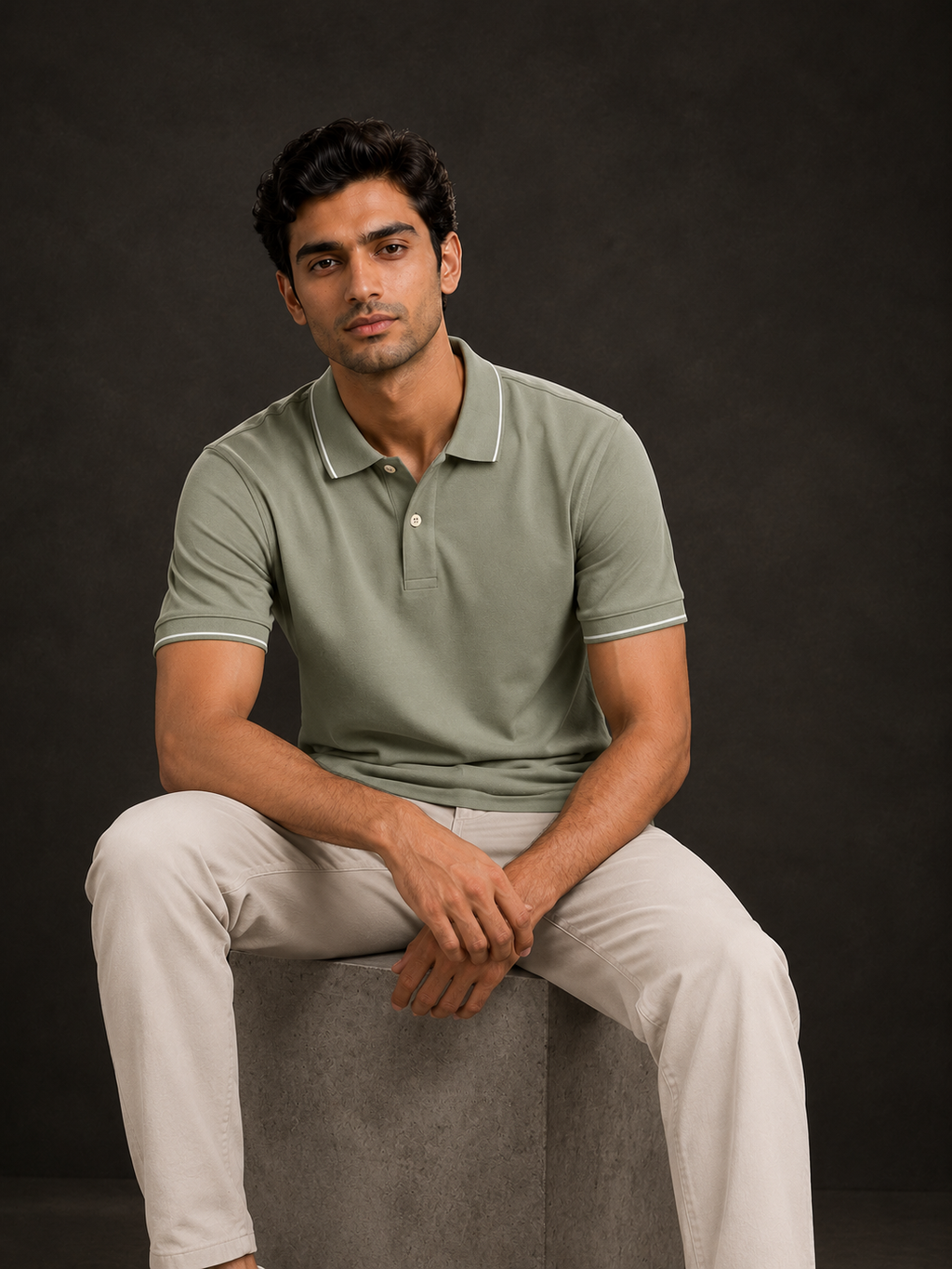 ZWURI Men’s Bird Eye Collared Polo T-Shirt