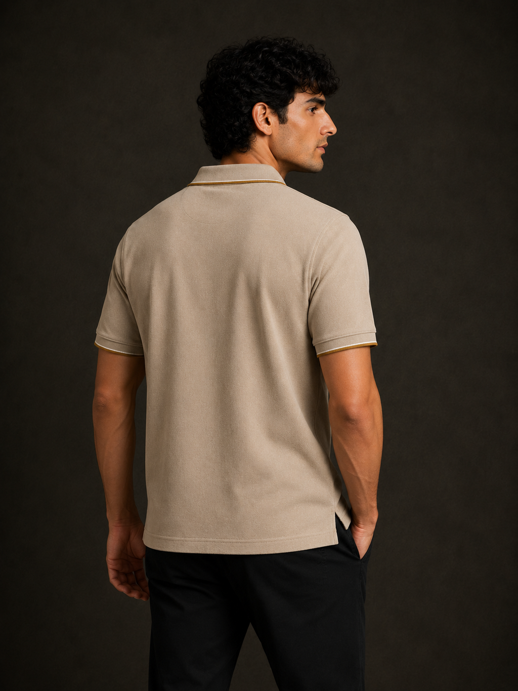 ZWURI Men’s Bird Eye Collared Polo T-Shirt