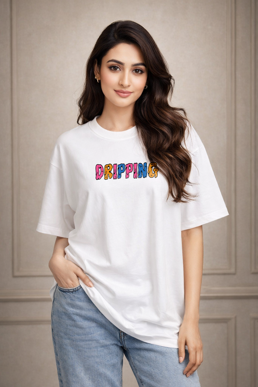 Zwuri Women Dripping Oversized Tee