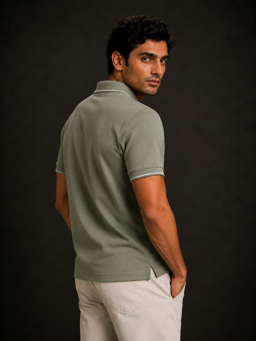 ZWURI Men’s Bird Eye Collared Polo T-Shirt